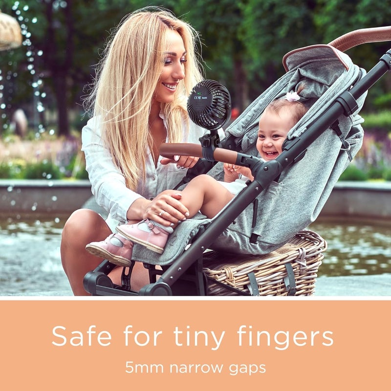 liuliuby Baby Stroller Fan with Clip | Clip On Fan for Baby Car Seat | Portable & Rechargeable with Durable Clamp | Stroller Accessories | Small Cooling USB Chargeable Battery (Jet Black) - Image 5